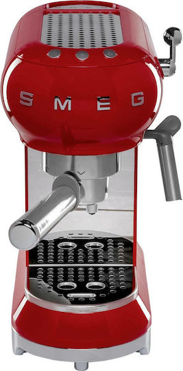Smeg Αυτόματη Μηχανή Espresso 1350W Πίεσης 15bar Κόκκινη ECF01RDEU