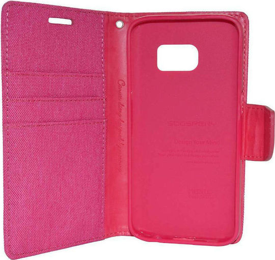 Mercury Canvas Diary Wallet Υφασμάτινο Ροζ (Galaxy S7)