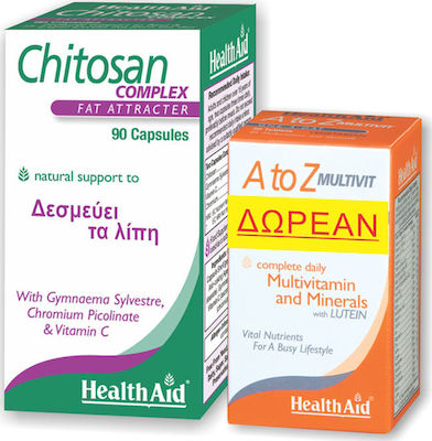 Health Aid Chitosan & A to Z Multivit Συμπλήρωμα για Αδυνάτισμα 90 κάψουλες
