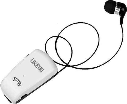 Fineblue UK-890 In-ear Bluetooth Handsfree Ακουστικό Πέτου Λευκό