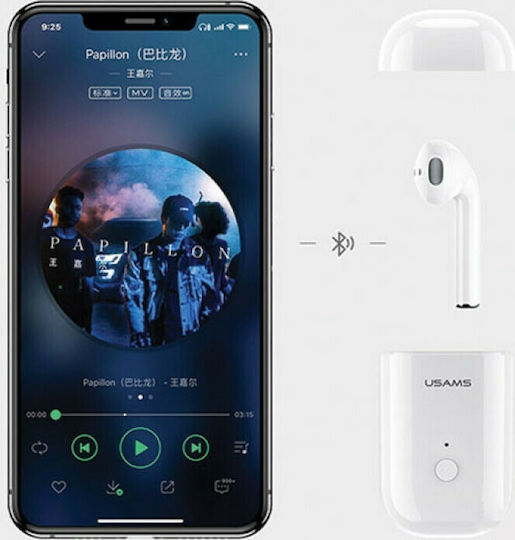 Usams LB In-ear Bluetooth Handsfree Ακουστικό Λευκό