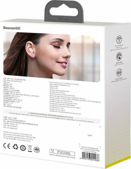 Baseus WM01 Plus In-ear Bluetooth Handsfree Ακουστικά με Θήκη Φόρτισης Ροζ