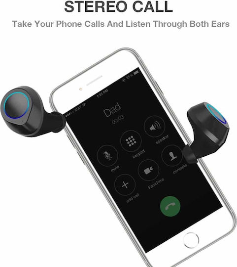 BNA3 In-ear Bluetooth Handsfree Ακουστικά με Θήκη Φόρτισης Μαύρα