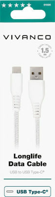 Vivanco LongLife Braided USB 2.0 Cable USB-C male - USB-A male Λευκό 1.5m (61696)