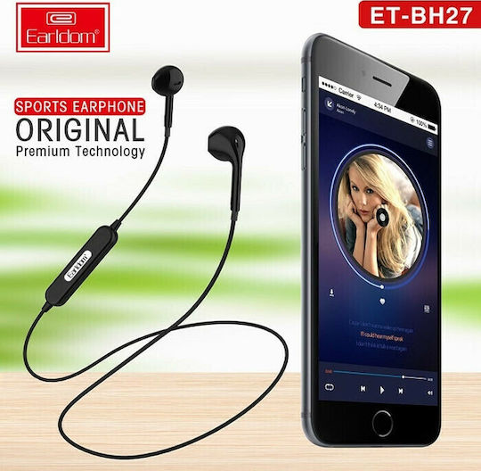 Earldom ET-BH27 In ear Bluetooth хендсфри Слушалки с Устойчивост на Пот Черен