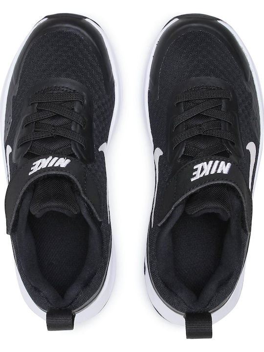 Wearallday PS Kids Sports Shoes Running with Hoop & Loop Closure Black / White