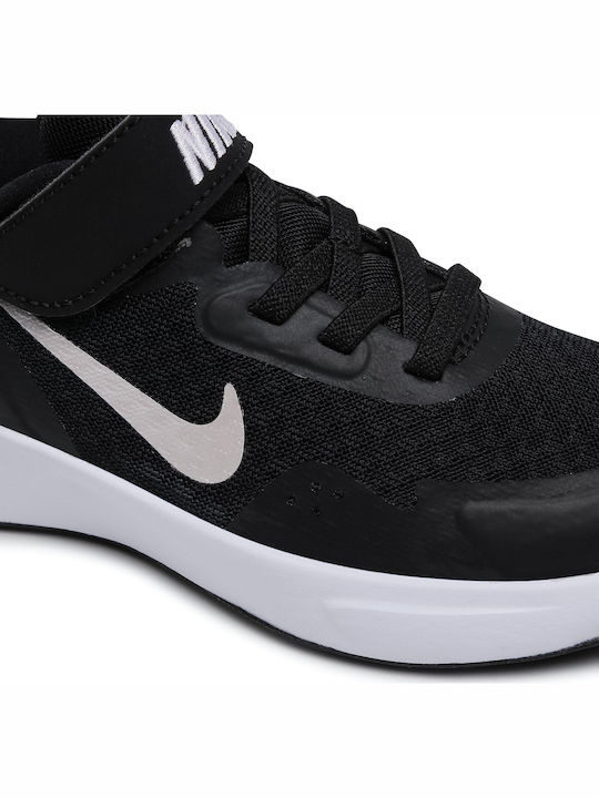 Wearallday PS Kids Sports Shoes Running with Hoop & Loop Closure Black / White