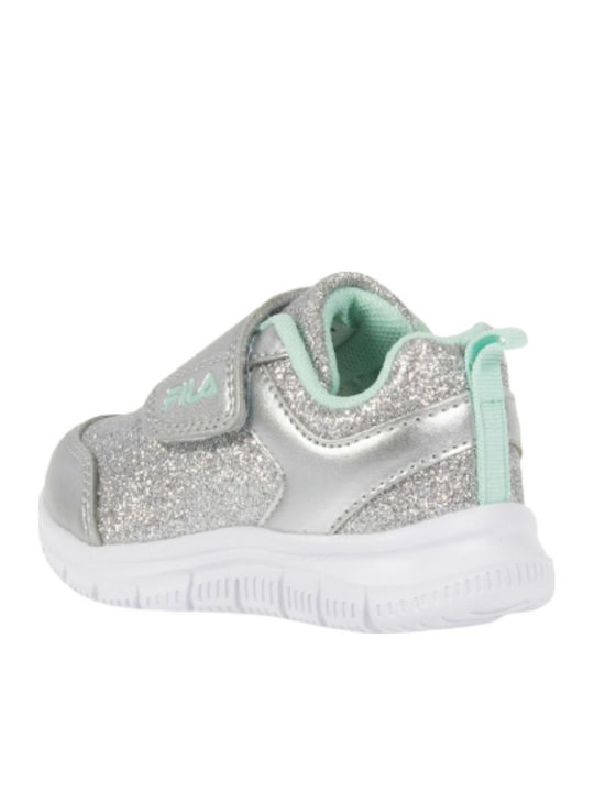 Glitter Αθλητικά Παιδικά Παπούτσια Running με Σκρατς Ασημί