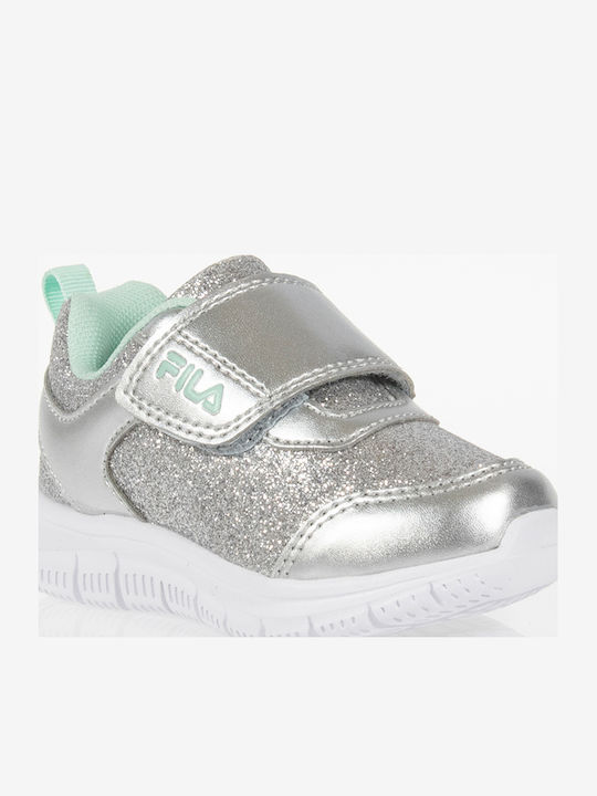 Glitter Αθλητικά Παιδικά Παπούτσια Running με Σκρατς Ασημί