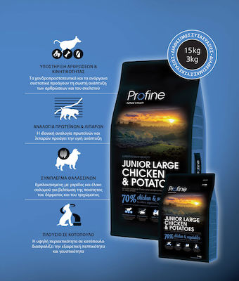 Profine Junior Large Breed Chicken & Potatoes 3kg Dry Food With Few Grains for Puppies of Large Breeds with Chicken and Potatoes