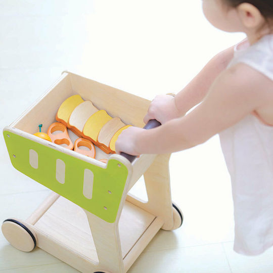 Plan Toys Wooden Supermarket Trolley for 2+ Years Old 40 cm