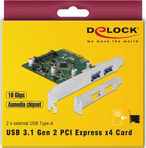 DeLock PCIe Controller with 2 USB 3.1 Ports