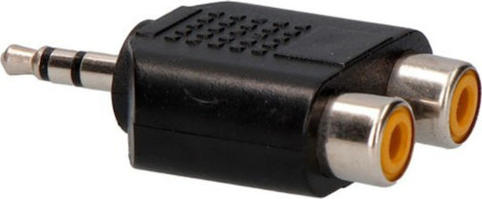 Конвертор 3.5mm мъжки към RCA 2x женски Черен 1бр
