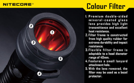 NiteCore NFB40 Objektivfilter Rot