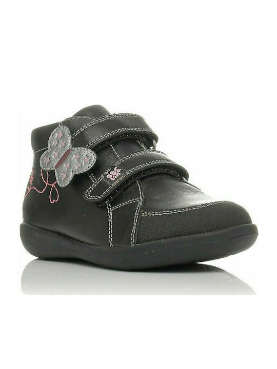 Garvalin Kids Leather Anatomic Boots with Hoop & Loop Closure Black