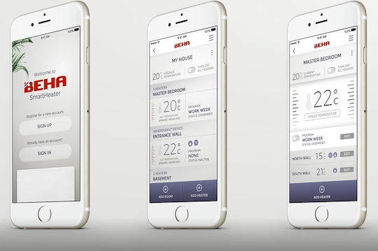 Beha PV 15 Конвектор Стена 1500W с Електронен Термостат и WiFi 117.5x40см Бял