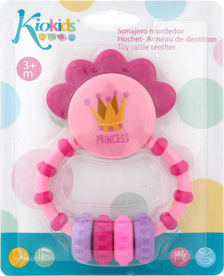 Kiokids Princess Teething Rattle for Teething Relief made of Plastic for 3 months+