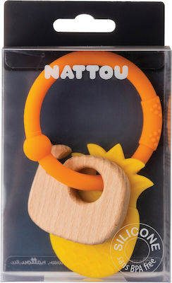 Nattou Silicone Teether Pineapple With Wood Jucărie de Dantură din Silicon pentru 0 Unitatea de specificație pentru un site de comerț electronic în categoria "Jucării de dentiție și calmare a durerilor de dinți" 1buc