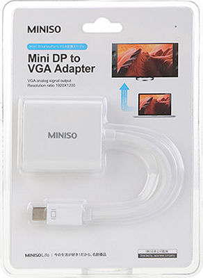 Miniso Convertor mini DisplayPort masculin în VGA feminin Alb 1buc (0500008811)