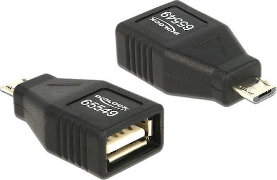 DeLock Конвертор micro USB мъжки към USB-A женски Черен 1бр 65549