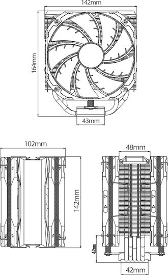 Deepcool AS500 Plus CPU-Kühlerlüfter Doppellüfter für Steckdose AM4/1200/115x/1700 mit ARGB Beleuchtung