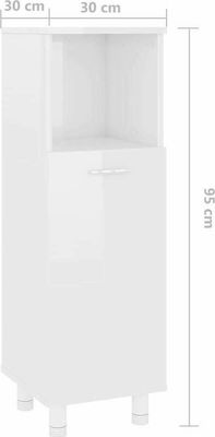 vidaXL Floor Bathroom Column Cabinet L30xD30xH95cm White