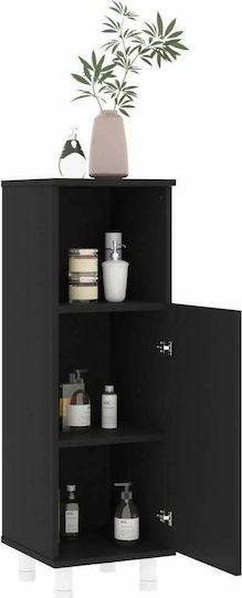 vidaXL Floor Bathroom Column Cabinet L30xD30xH95cm Black