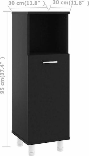 vidaXL Floor Bathroom Column Cabinet L30xD30xH95cm Black