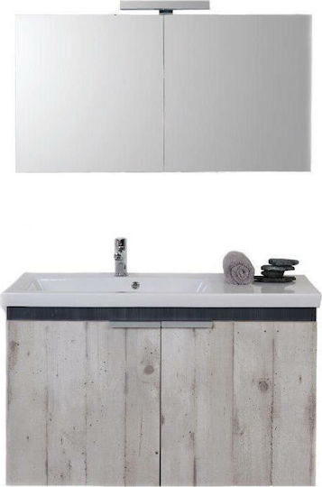 Kolossos Gea 100 Blat cu Lavoar & Oglindă cu lumină L96.5xW42xH60cm Betton