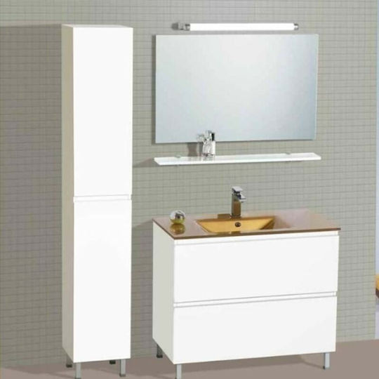 Pro Bagno Νηλώ 909B Πάγκος με Νιπτήρα & Καθρέπτη με Φως Μ90xΒ46xΥ83cm Λευκός Pro Bagno Νηλώ 909B Πάγκος με Νιπτήρα & Καθρέπτη με Φως Μ90xΒ46xΥ83cm Λευκός