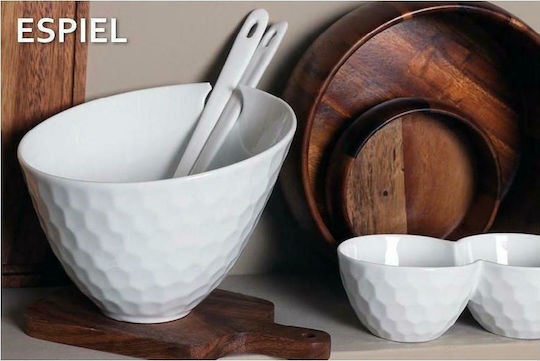 Espiel Porcelain Dessert Divided Serving Plate with 2 Slots White