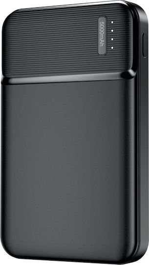 Maxlife MXPB-01 Power Bank 5000mAh με 2 Θύρες USB-A και Θύρα USB-C Μαύρο