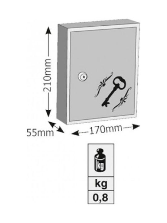 Viometal LTD Agățătoare Chei De Perete Metalică 1310 10 Compartimente Maro 10 Compartimente Cu Încuietoare 17x5.5x21cm