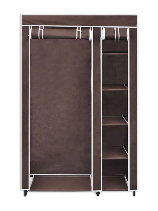 vidaXL Fabric Wardrobe with Zipper and Shelves in Brown Color 110x45x175cm