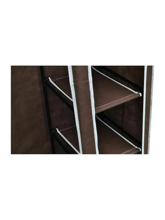 vidaXL Fabric Wardrobe with Zipper and Shelves in Brown Color 110x45x175cm