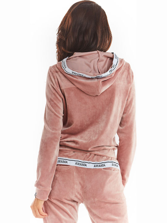 Awama Women's Hooded Cardigan Pink