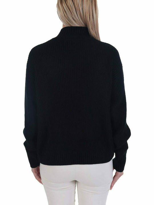 Karl Lagerfeld Damen Langarm Pullover Wolle Schwarz