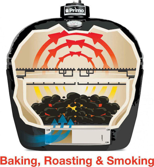 Primo Grills Ceramic Charcoal Grill Kamado With Lid and Thermometer 38x38cm