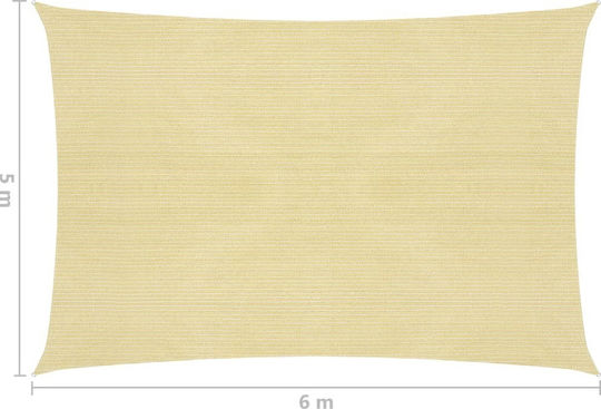 vidaXL Platz Sonnensegel Beige Mit Hoop 6x6m 160gr/m² hergestellt aus HDPE 160 g/m²