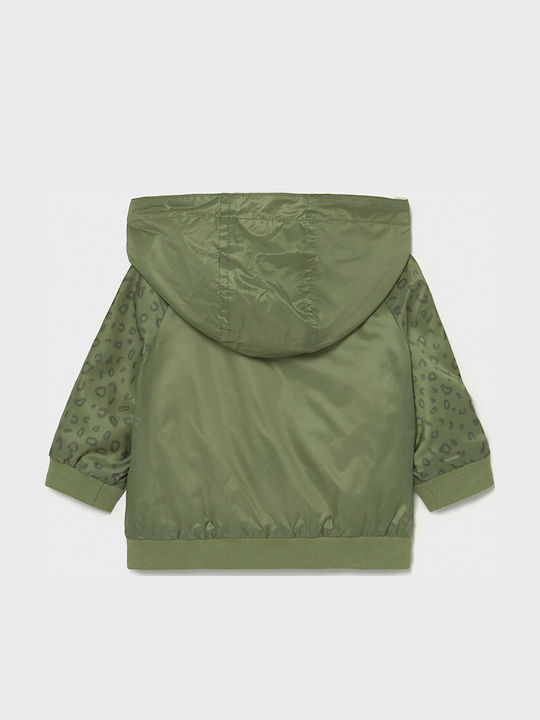 Kids' Sports Jacket Short Windproof Double Sided with Hood Khaki Ecofriends