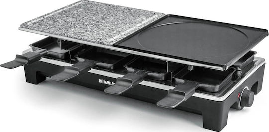 Rommelsbacher RCS 1350 Tischplatte Elektrogrill Raclette Glatte und Geriffelte Platte 1350W mit einstellbarem Thermostat 48.5cmx23.3cmcm