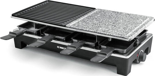 Rommelsbacher RCS 1350 Tischplatte Elektrogrill Raclette Glatte und Geriffelte Platte 1350W mit einstellbarem Thermostat 48.5cmx23.3cmcm