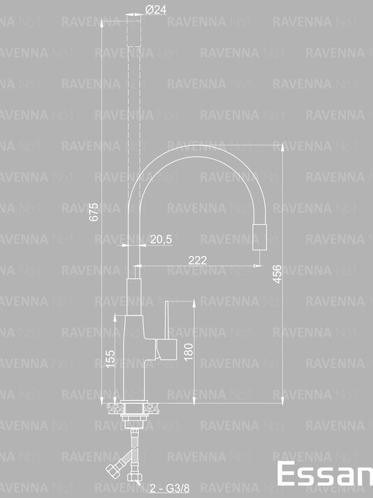 Ravenna Essance Robinete de chiuvetă Formă în U Baterie de Bucătărie Bancă Roșie