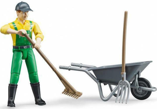 Bruder Miniature Toy Farmer Figure Scaled Model Male Farmer With Tools for 5+ years Years Old