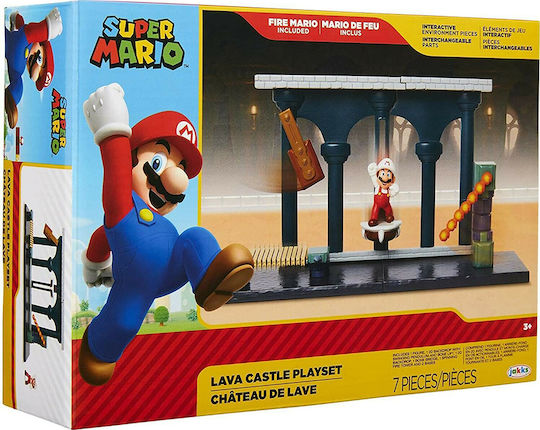 Jakks Pacific Miniature Toy Super Mario Lava Castle Playset for 3+ Years Old