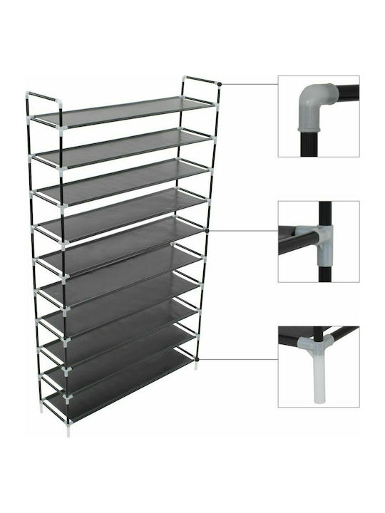 Metall Schuhschrank mit 8 Regalen Schwarz L100xW30xH170cm