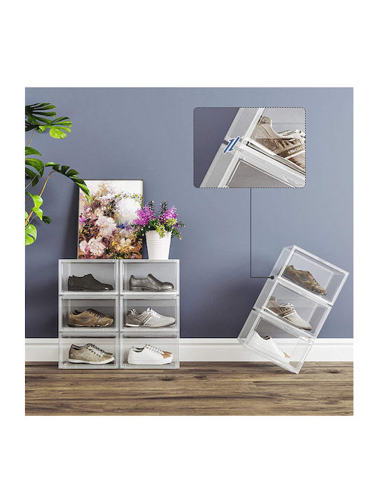 Plastic Shoe Organizer with 3 Shelves White 72x28x66cm