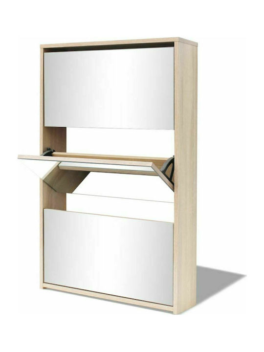 Wooden Shoe Organizer with 3 Shelves Beige 63x17x102.5cm