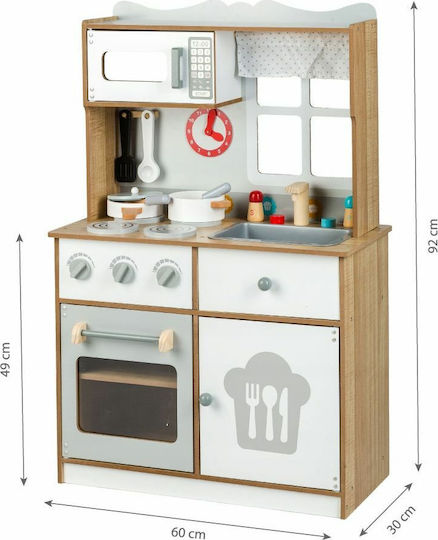 Ecotoys Kids Wooden Kitchen for 3+ Years 93.50 cm 15pcs
