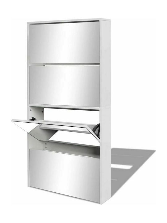 Holz Schuhschrank mit 4 Regalen Weiß L63xW17xH134cm